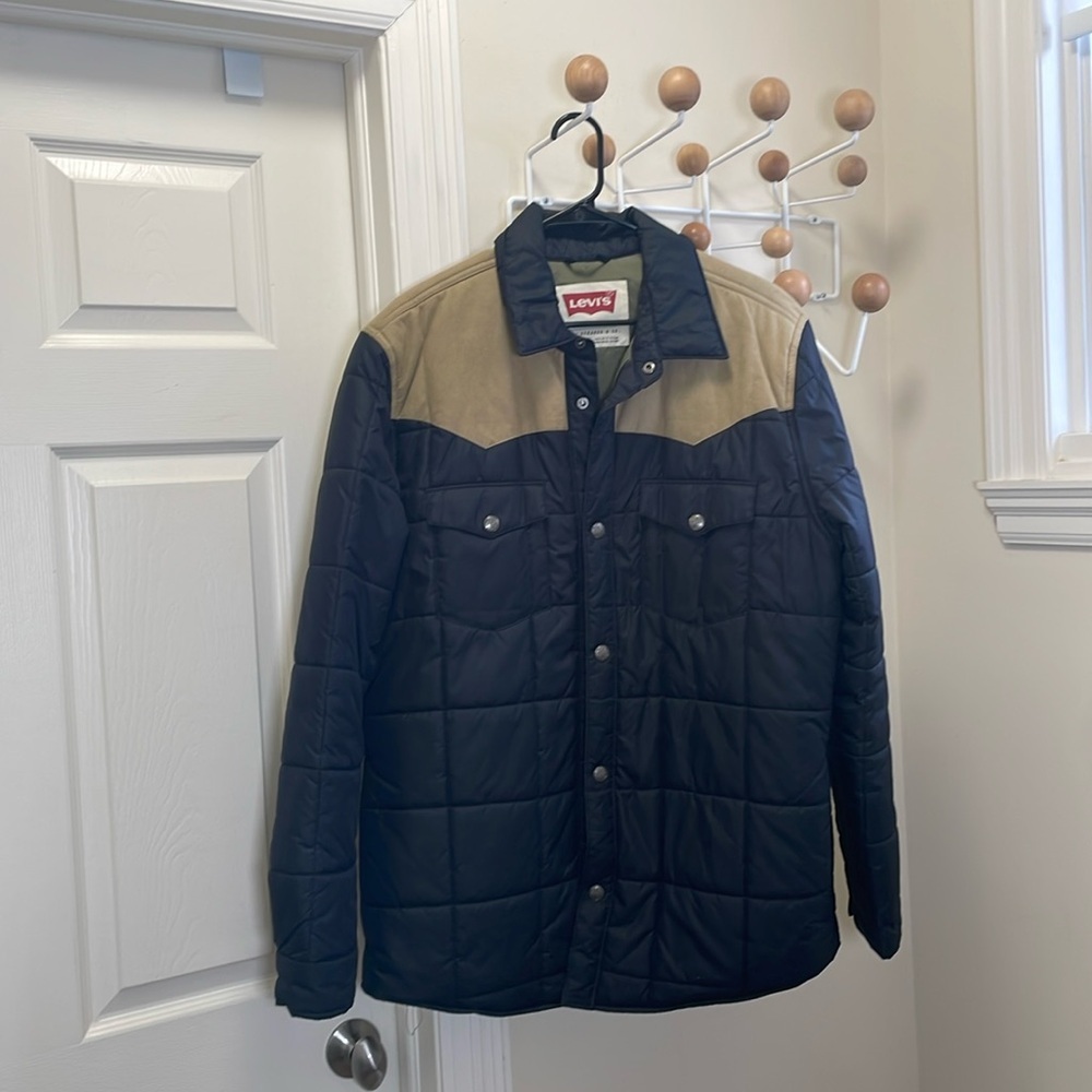 Levi's - Vintage Style Two Toned Quilted Jacket - Navy / Tan - XL